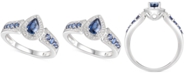 Macy's Sapphire (3/4 ct. t.w.) & Diamond (1/10 ct. t.w.) Pear Shaped Ring in Sterling Silver